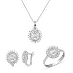 Güneş Tasarım Bagetli Beyaz Altın Spor Set resmi