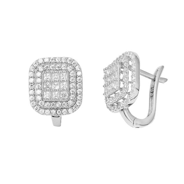 Piramit Baget Beyaz Altın Küpe resmi