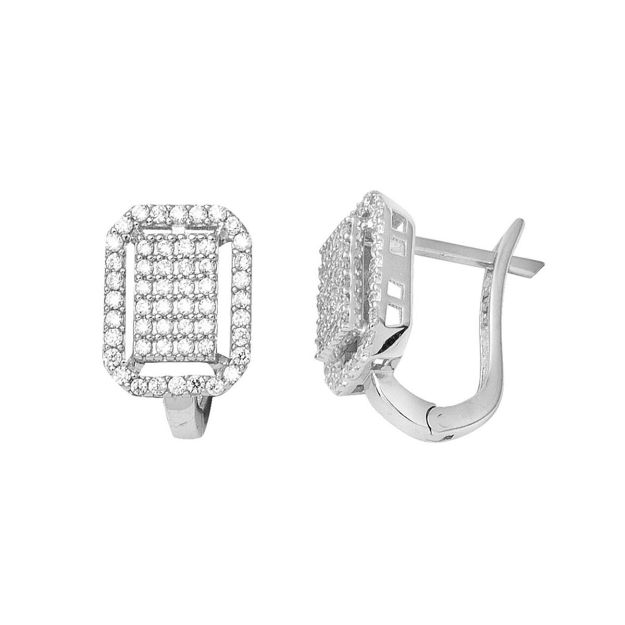 Coronet Baget Beyaz Altın Küpe resmi