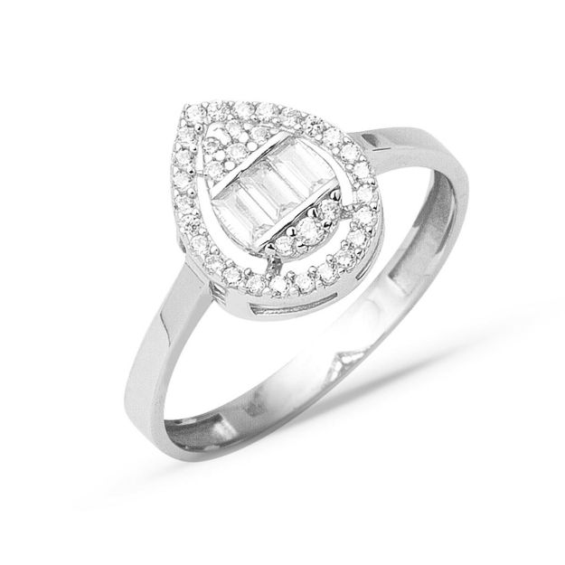 Beyaz Altın Damla Baget Yüzük resmi