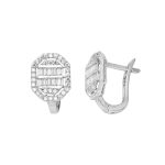 Köşeli Beyaz Altın Baget Küpe resmi