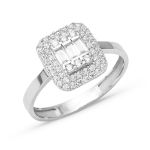 8 Ayar Beyaz Altın Baget Yüzük resmi