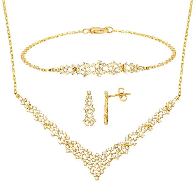 Minimal Tasarım 14 Ayar Altın Nişan Seti resmi