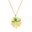 Kalp Yonca Yeşil Mineli 14 Ayar Altın Kolye resmi