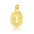 T Harfi Oval Altın Kolye Ucu resmi