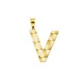 14 Ayar Altın İşlemeli V Harf Kolye Ucu resmi