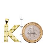 K Harfi 3 Boyutlu Altın Kolye Ucu resmi