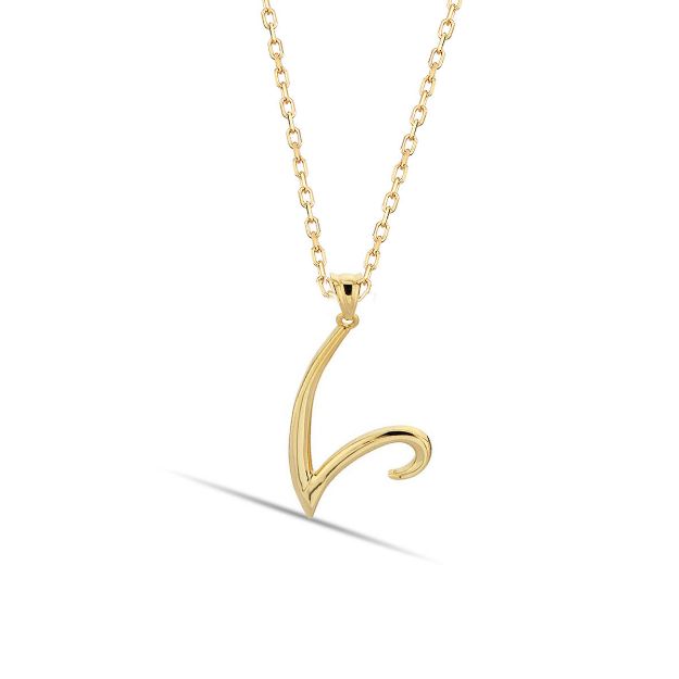 V Harfi 14 Ayar Altın Kolye resmi