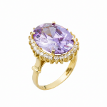 Ametist Renkli Taşlı 14 Ayar Altın Yüzük resmi