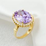Ametist Renkli Taşlı 14 Ayar Altın Yüzük resmi