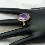 Ametist Renkli Taşlı 14 Ayar Altın Yüzük resmi