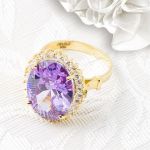 Ametist Renkli Taşlı 14 Ayar Altın Yüzük resmi