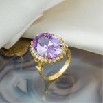 Ametist Renkli Taşlı 14 Ayar Altın Yüzük resmi