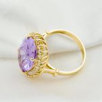 Ametist Renkli Taşlı 14 Ayar Altın Yüzük resmi