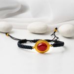 14 Ayar Altın Akik Taşlı Bileklik resmi