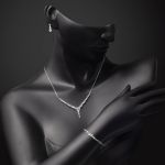 14 Ayar Beyaz Altın Taşlı Tasarım Söz Seti resmi