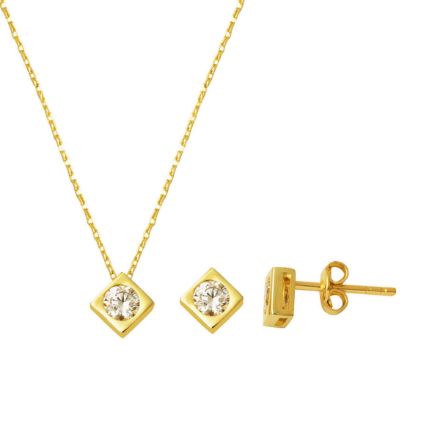 Kare Model Tektaşlı 14 Ayar Altın Set Takımı için ayrıntıları göster Kare Model Tektaşlı 14 Ayar Altın Set Takımı resmi