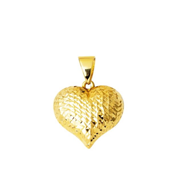 Kalemli 14 Ayar Altın Kalp Kolye Ucu resmi