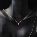 Mor Damla Taşlı 14 Ayar Altın Kolye resmi