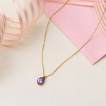 Mor Damla Taşlı 14 Ayar Altın Kolye resmi