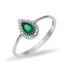 Damla Yeşil Taşlı Altın Yüzük resmi