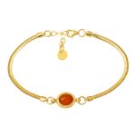 Akik Taşlı 14 Ayar Altın Balıksırtı Bileklik resmi