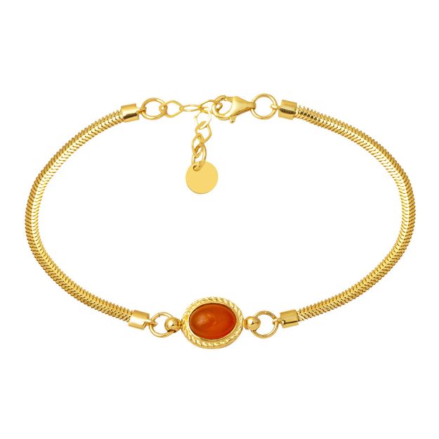 Akik Taşlı 14 Ayar Altın Balıksırtı Bileklik resmi