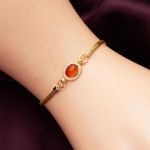 Akik Taşlı 14 Ayar Altın Balıksırtı Bileklik resmi