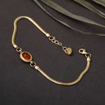 Akik Taşlı 14 Ayar Altın Balıksırtı Bileklik resmi