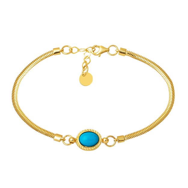 Firuze Taşlı 14 Ayar Altın Balıksırtı Bileklik resmi