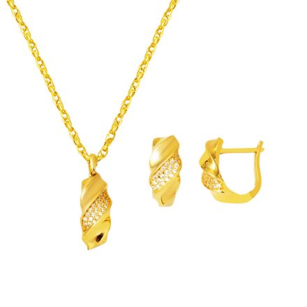 Burgulu Kolye Küpeli 14 Ayar Altın Takı Seti için ayrıntıları göster Burgulu Kolye Küpeli 14 Ayar Altın Takı Seti resmi