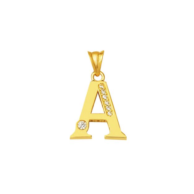 Lettera A Harfi 14 Ayar Altın Kolye Ucu resmi