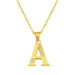 Lettera A Harfi 14 Ayar Altın Zincirli Kolye resmi