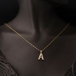 Lettera A Harfi 14 Ayar Altın Zincirli Kolye resmi
