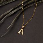 Lettera A Harfi 14 Ayar Altın Zincirli Kolye resmi