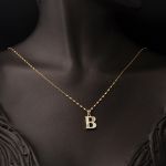 Lettera B Harfi 14 Ayar Altın Zincirli Kolye resmi