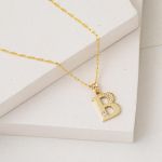 Lettera B Harfi 14 Ayar Altın Zincirli Kolye resmi