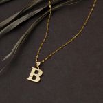 Lettera B Harfi 14 Ayar Altın Zincirli Kolye resmi