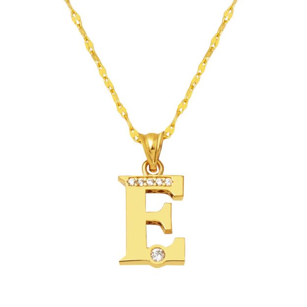 Lettera E Baş Harfli Altın Kolye 14 Ayar resmi
