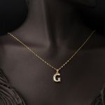 Lettera G Harfi 14 Ayar Altın Zincirli Kolye resmi
