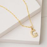 Lettera G Harfi 14 Ayar Altın Zincirli Kolye resmi