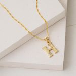 Lettera H Baş Harfli 14 Ayar Altın Kolye resmi