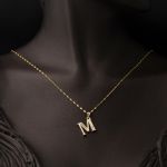 Lettera M Harfi Zincirli 14 Ayar Altın Kolye resmi