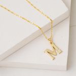 Lettera M Harfi Zincirli 14 Ayar Altın Kolye resmi