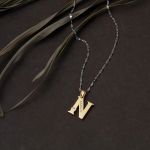 Lettera N Harfi 14 Ayar Altın Kolye Ucu resmi