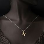 Lettera N Harfi 14 Ayar Altın Kolye Ucu resmi