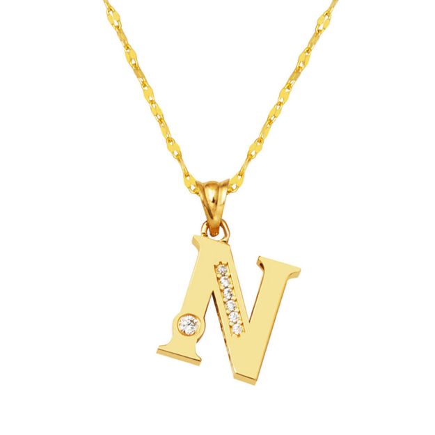 Lettera N Harfi 14 Ayar Altın Kolye resmi