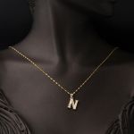 Lettera N Harfi 14 Ayar Altın Kolye resmi