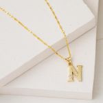 Lettera N Harfi 14 Ayar Altın Kolye resmi