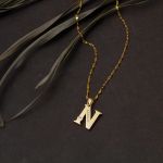 Lettera N Harfi 14 Ayar Altın Kolye resmi